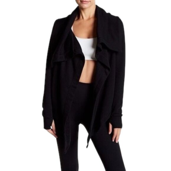 Z by Zella Womens Shooting Star Cardigan XL Black Drape Collar Thumbhole Cuff Wr - Picture 1 of 12